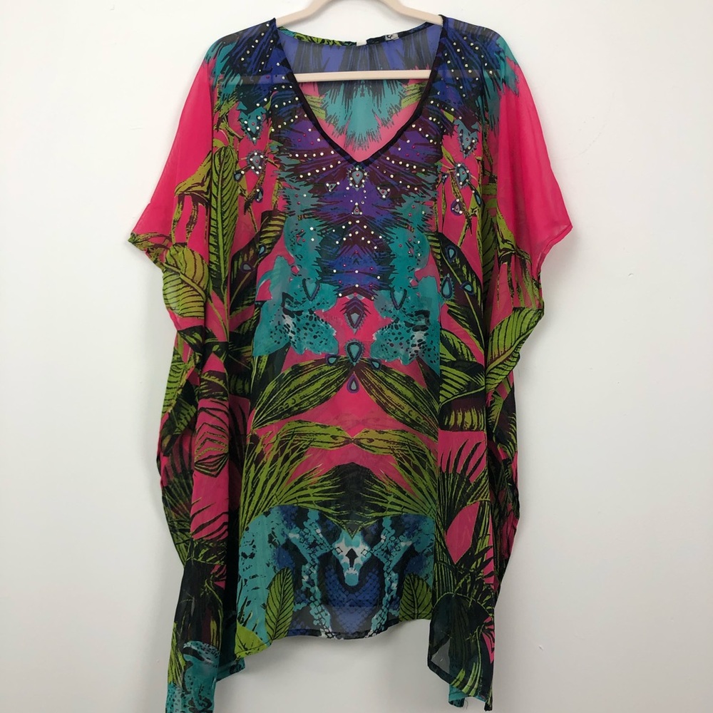 Tropical Sheer Flowy Beach Coverup